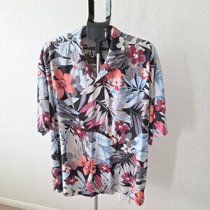 TOMMY BAHAMA 100% SILK MENS XXL FLORAL SHORT SLEEVE SHIRT